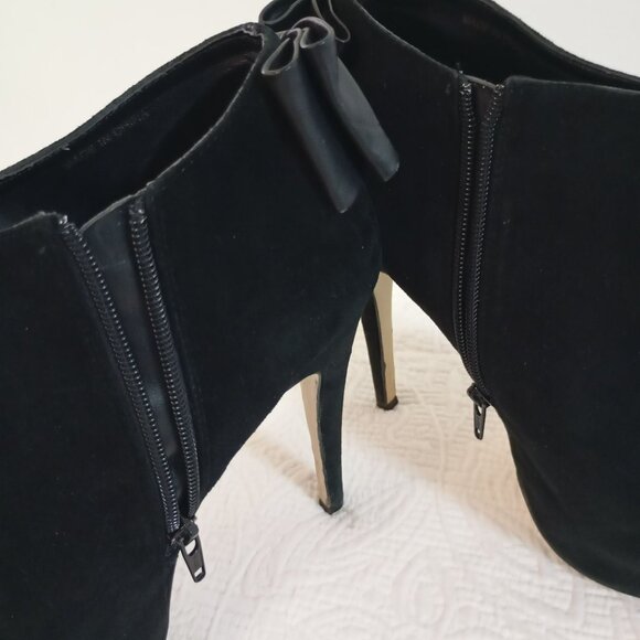 Dolce Vita Womens Black Suede Ankle Boots With Bow Detail Size 8 Stiletto Heel M - Picture 7 of 10